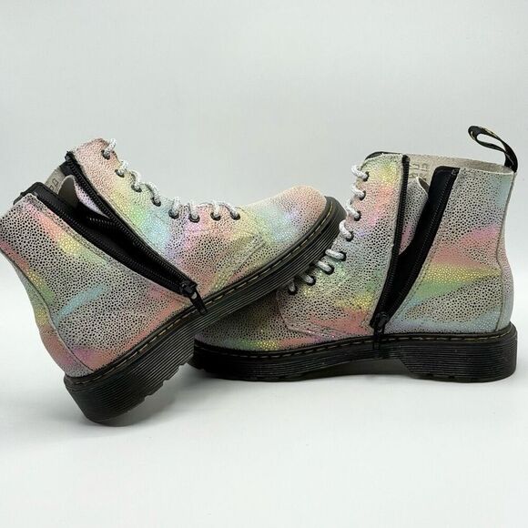 Dr. Martens Pascal 1460 Iridescent Rainbow Leather Boots - Kids US 4 (boys) 5 (g - Picture 9 of 13